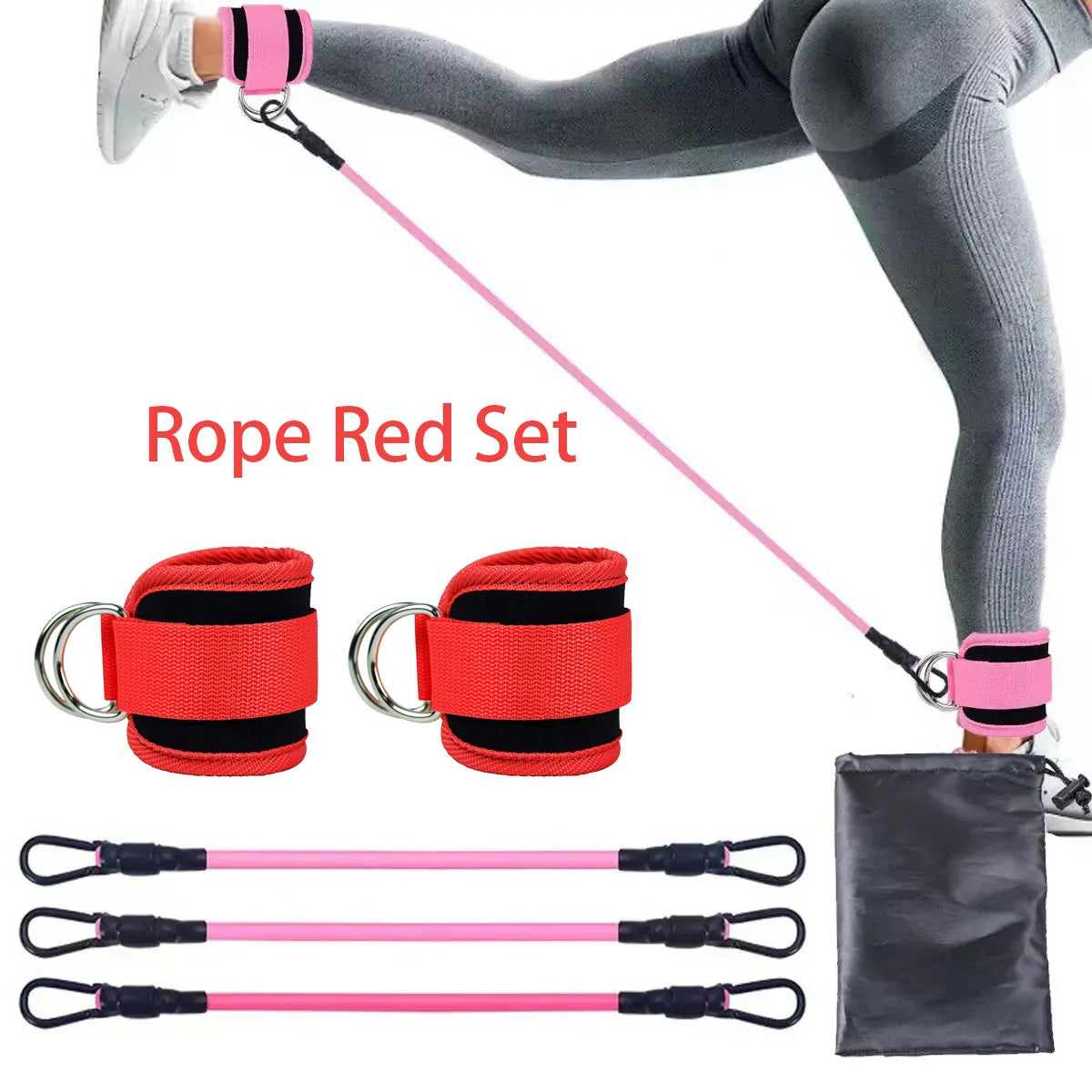 Ankle Straps Pull Rope Set Resistance Bands Gym Fitness Equipment Ankle Cuffs Leg Expander Strength Yoga Elastic Exercise Band