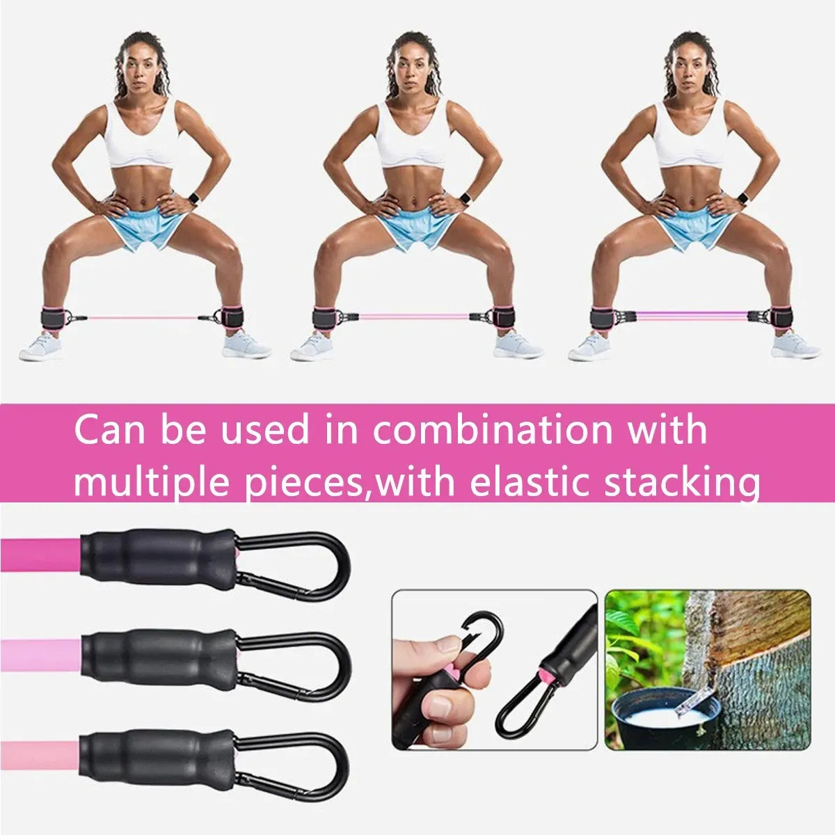 Ankle Straps Pull Rope Set Resistance Bands Gym Fitness Equipment Ankle Cuffs Leg Expander Strength Yoga Elastic Exercise Band