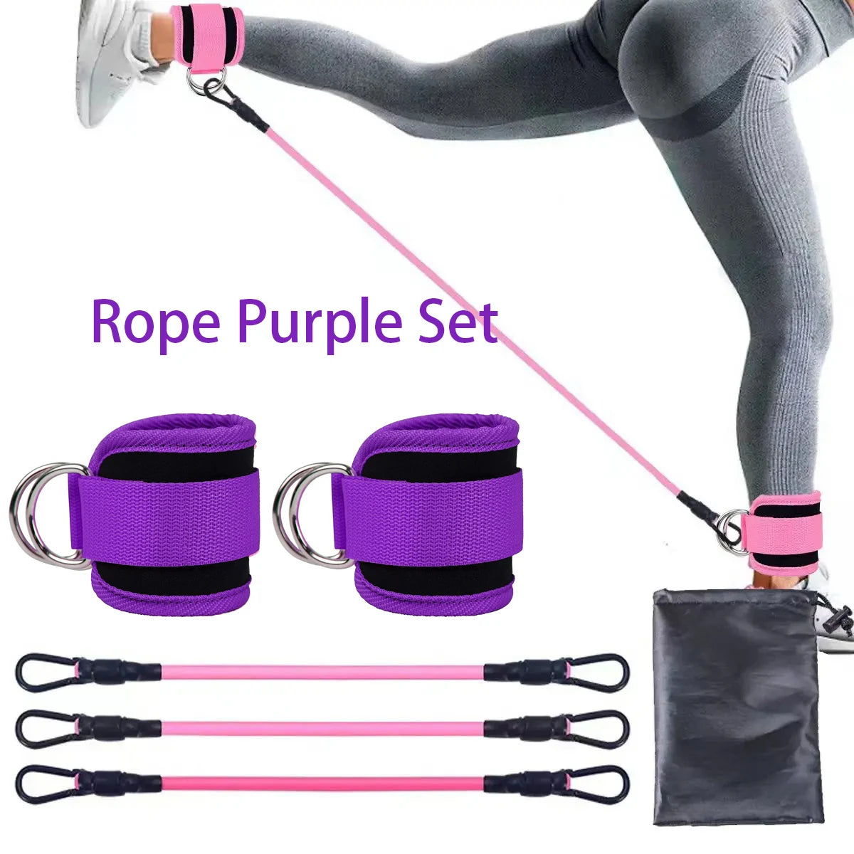 Ankle Straps Pull Rope Set Resistance Bands Gym Fitness Equipment Ankle Cuffs Leg Expander Strength Yoga Elastic Exercise Band