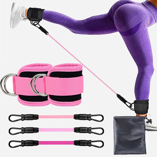 Ankle Straps Pull Rope Set Resistance Bands Gym Fitness Equipment Ankle Cuffs Leg Expander Strength Yoga Elastic Exercise Band