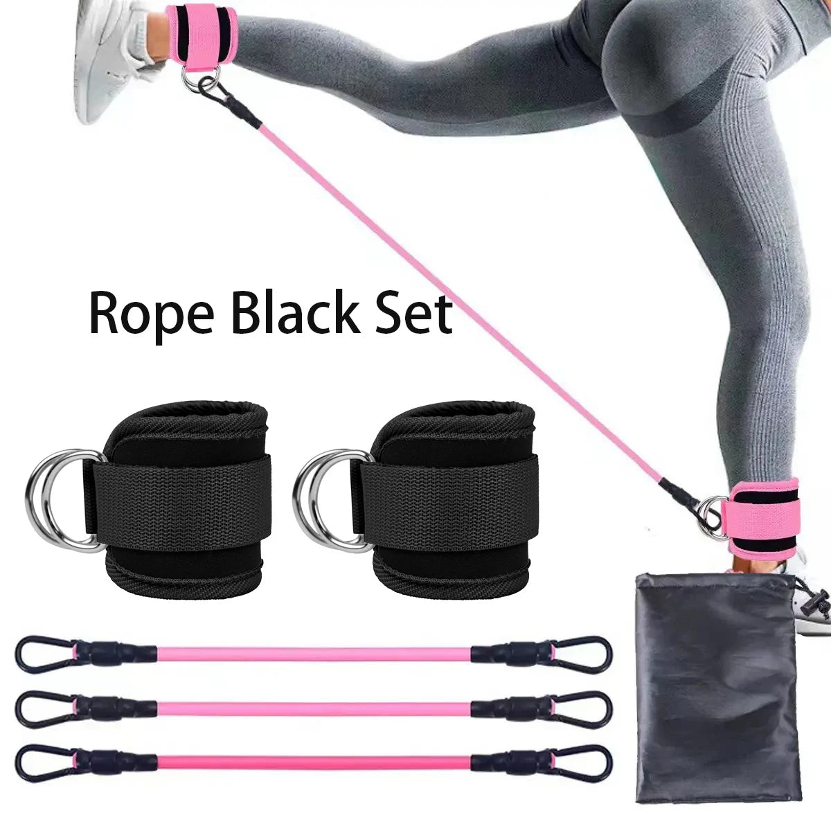 Ankle Straps Pull Rope Set Resistance Bands Gym Fitness Equipment Ankle Cuffs Leg Expander Strength Yoga Elastic Exercise Band