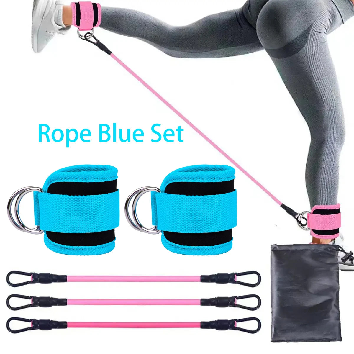 Ankle Straps Pull Rope Set Resistance Bands Gym Fitness Equipment Ankle Cuffs Leg Expander Strength Yoga Elastic Exercise Band