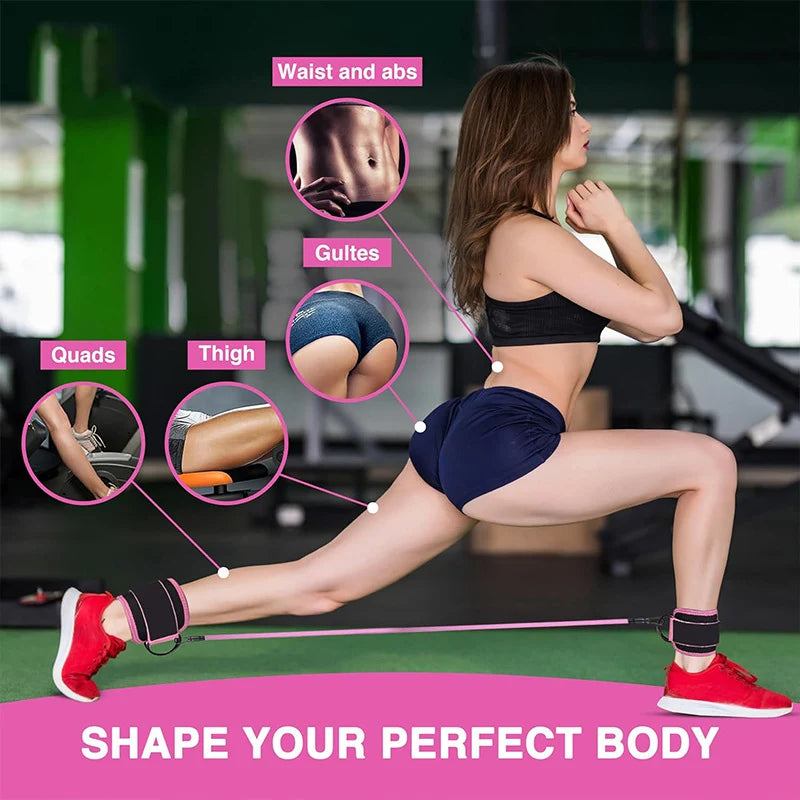Ankle Straps Pull Rope Set Resistance Bands Gym Fitness Equipment Ankle Cuffs Leg Expander Strength Yoga Elastic Exercise Band