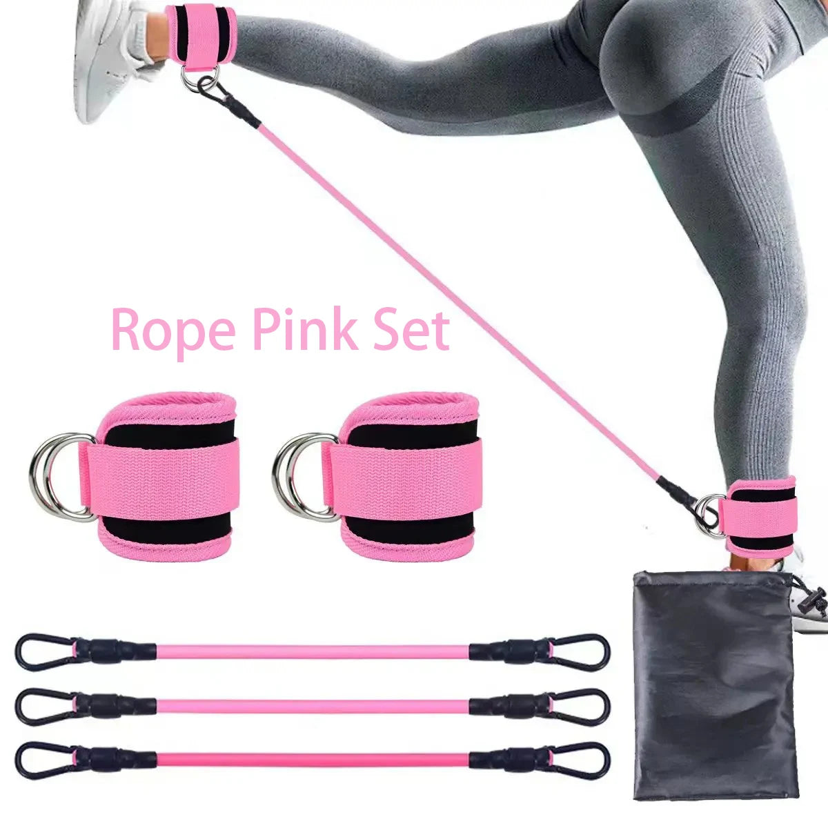 Ankle Straps Pull Rope Set Resistance Bands Gym Fitness Equipment Ankle Cuffs Leg Expander Strength Yoga Elastic Exercise Band